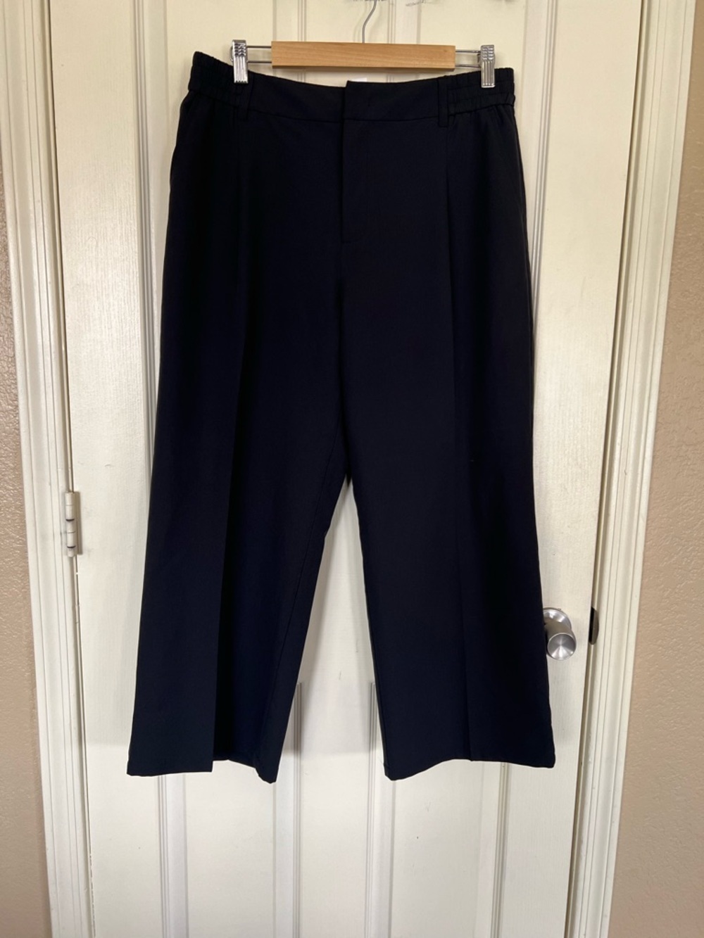 Halara Black Work Pants Women’s L Stretch Elastic Waist Office Wide Leg